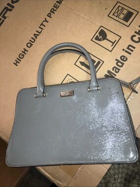 Kate spade vintage style Gray Patent Leather Satchel  Handbag